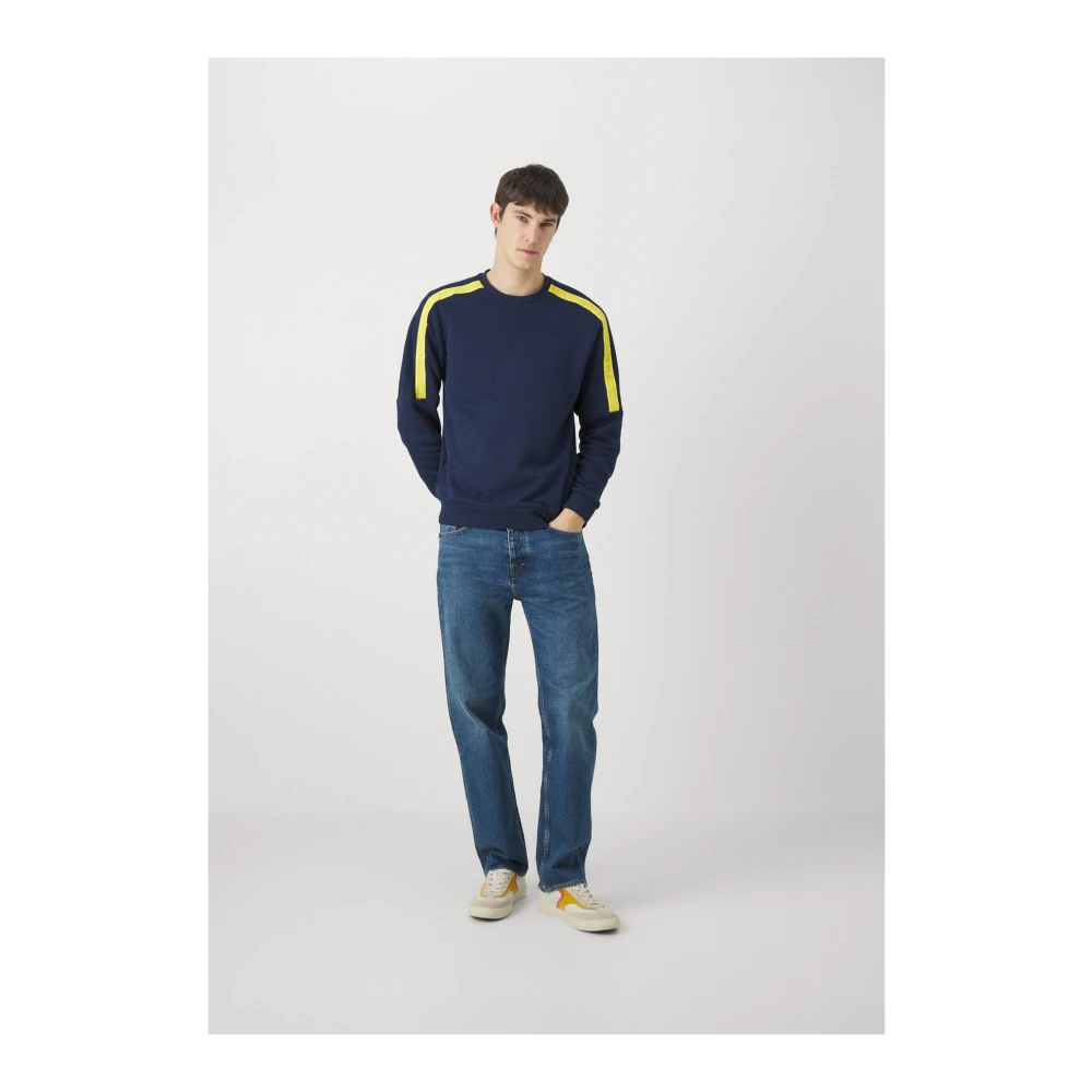 Emporio Armani EA7 Regular Fit Katoenen Trui Blauw Blue Heren