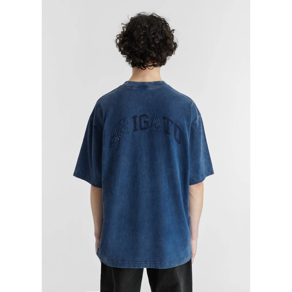 Axel Arigato Optic Distressed T-Shirt Blue Heren
