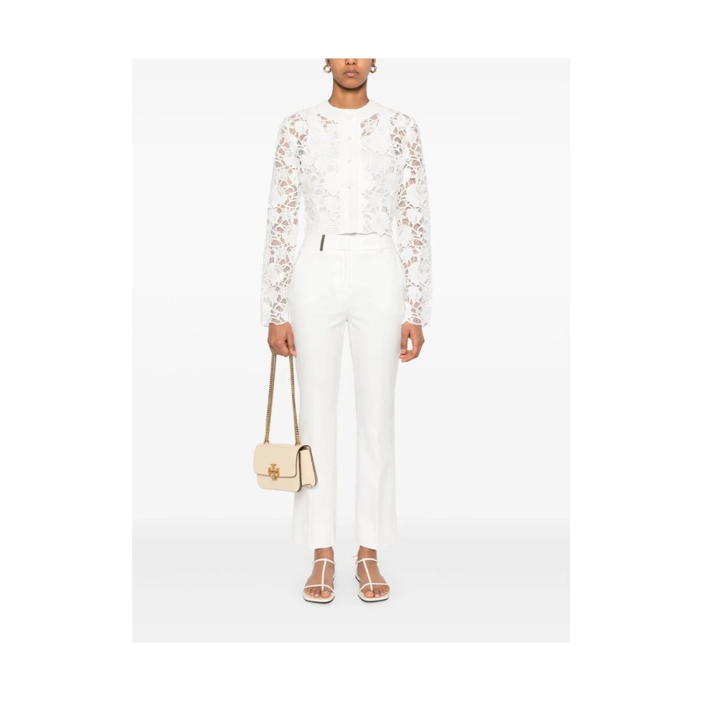 PESERICO Witte Broek met Voorknoop White Dames