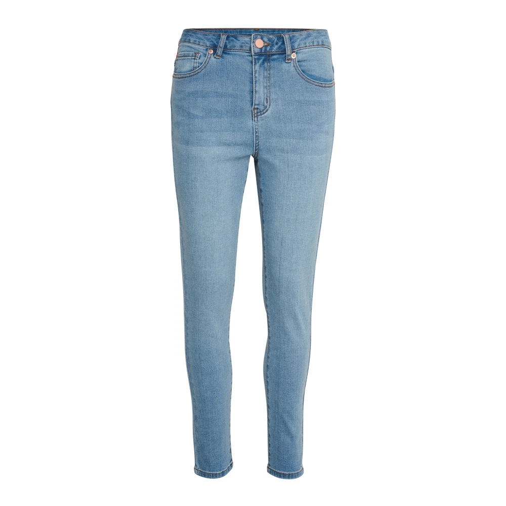 Kaffe Blue Skinny Fit Jeans, Female, L, Light Washed Denim Jeans
