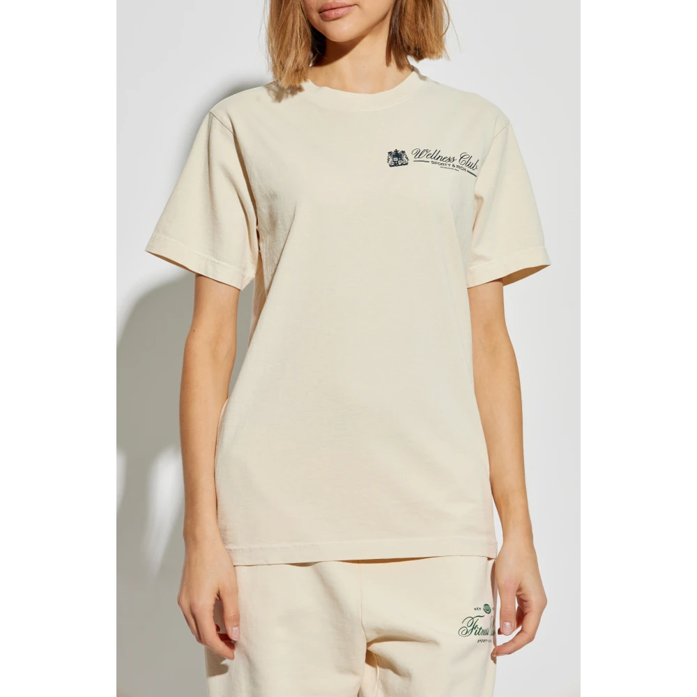 Sporty & Rich Katoenen T-shirt Beige Unisex
