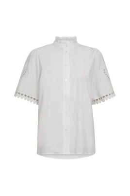 Broderad Vit Blus - Tidlös Elegans