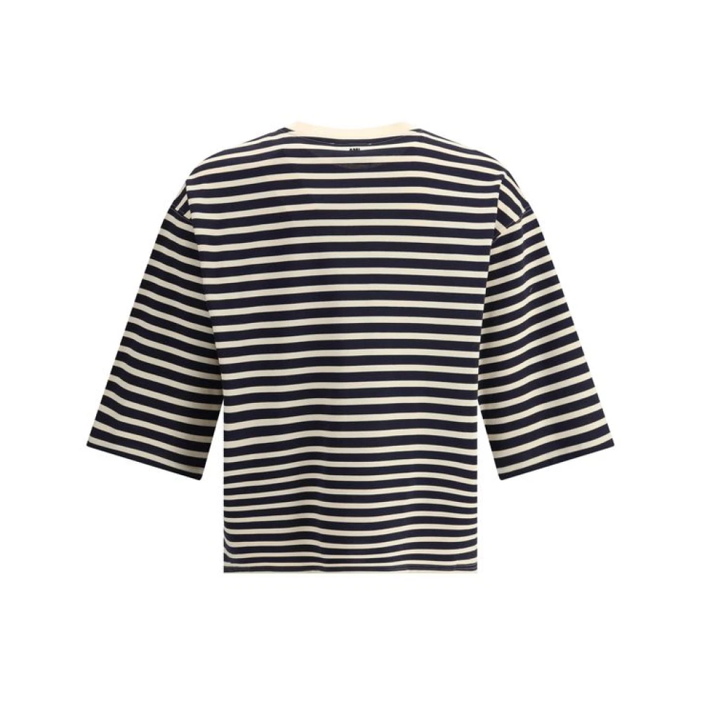 Ami Paris Gestreept Oversized T-shirt met Asymmetrische Zoom Multicolor Heren