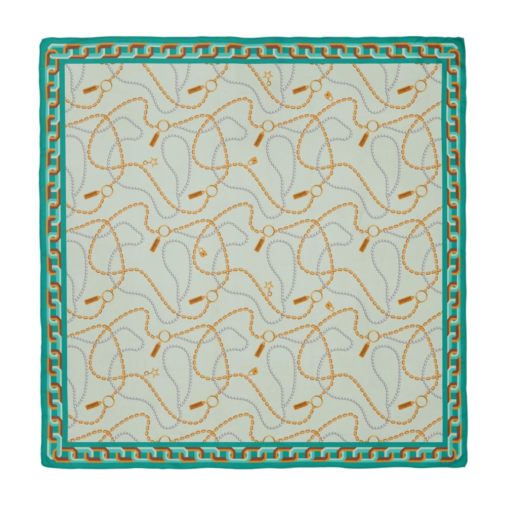 Le Parmentier Grön Sidenscarf Med Kedja & Pärlor