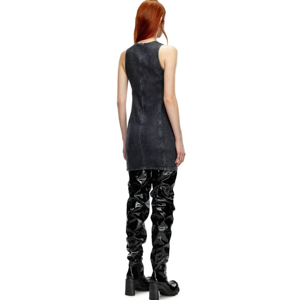 Diesel Zwarte Denim Tank Jurk Black Dames