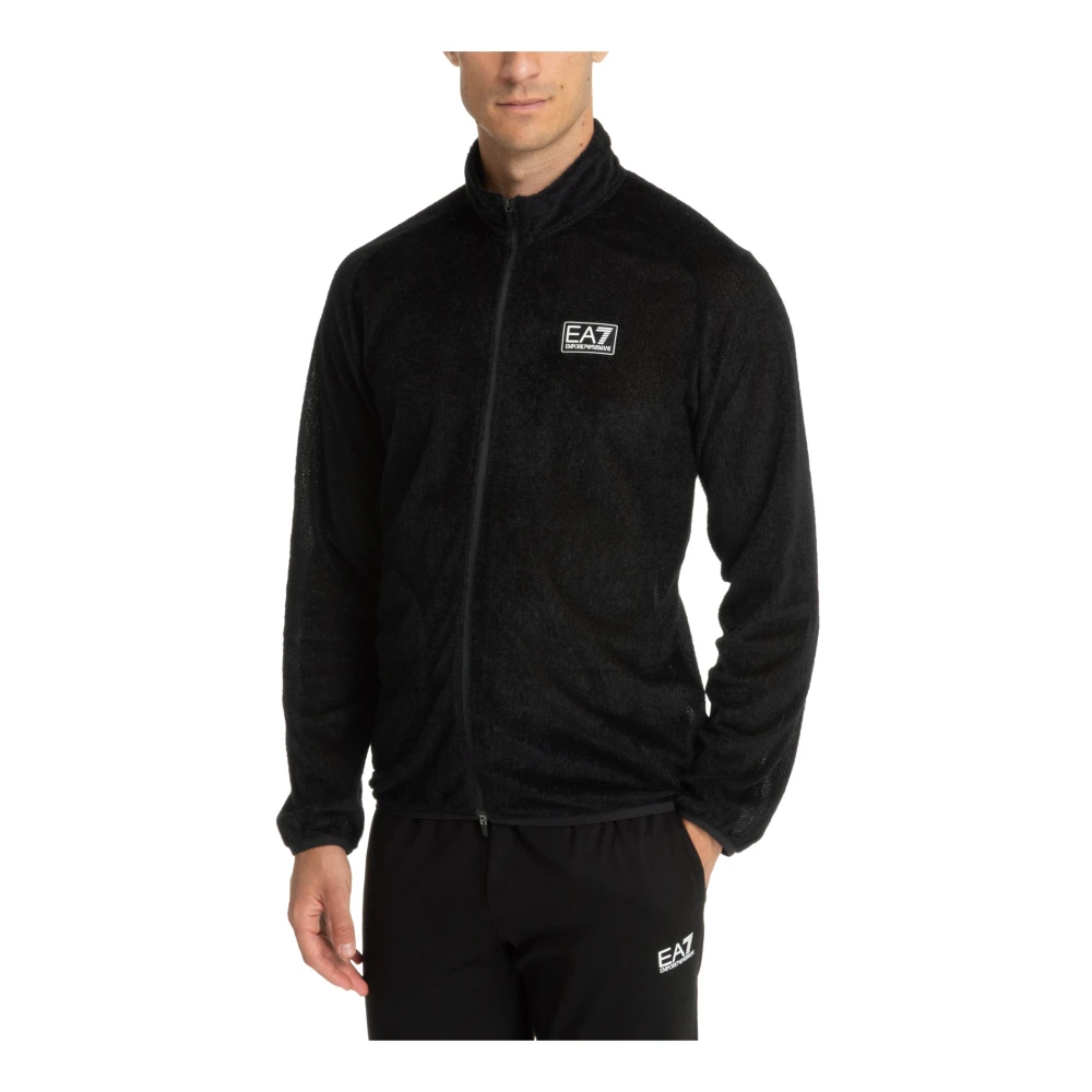 Emporio Armani EA7 Ritssluiting Effen Logo Jas met Zakken Black Heren