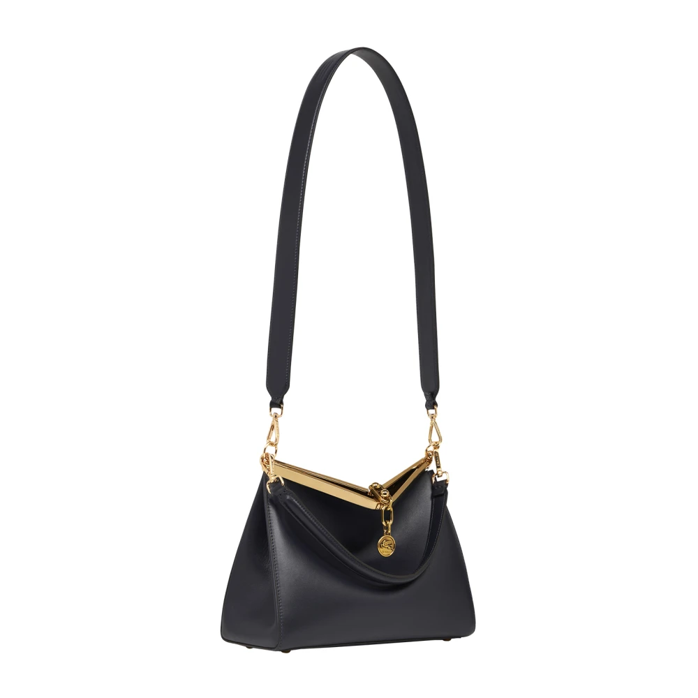 ETRO Zwarte Leren Vela Schoudertas Black Dames