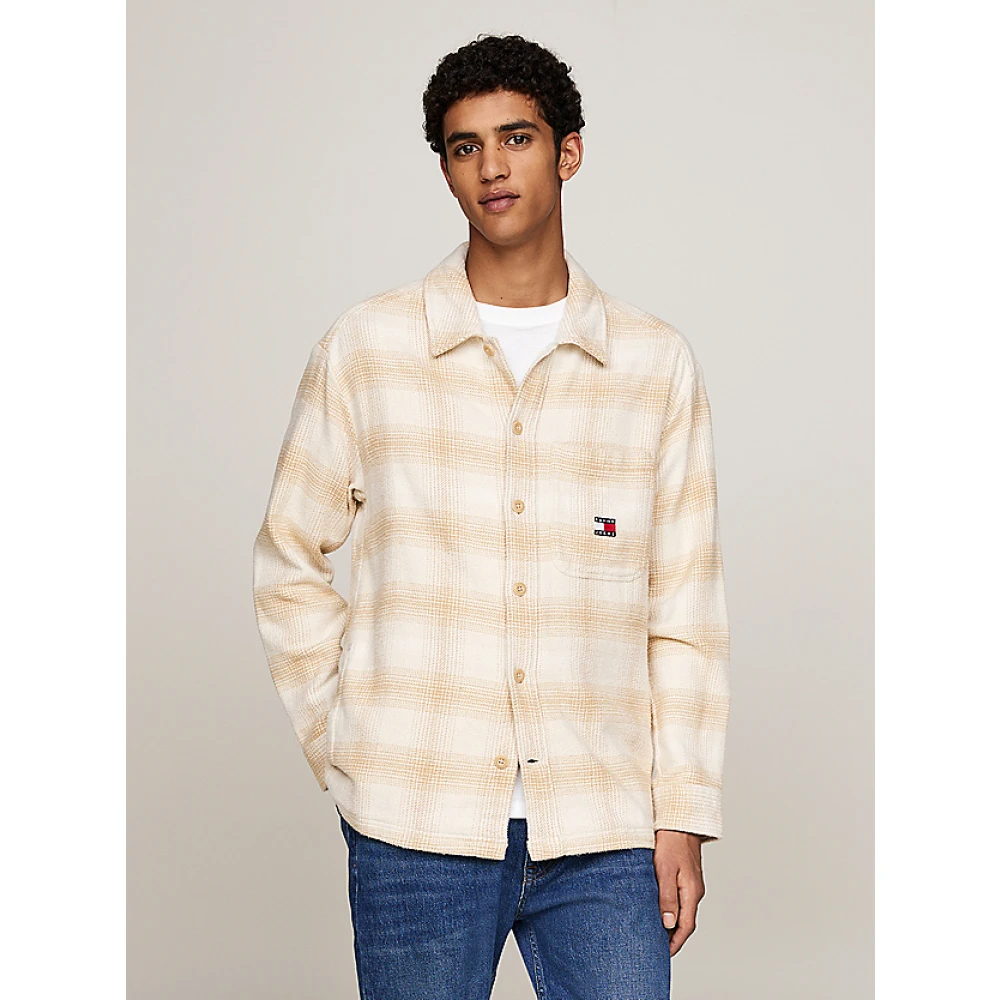 Tommy Jeans Geruit Overshirt met Badge Detail Yellow Heren