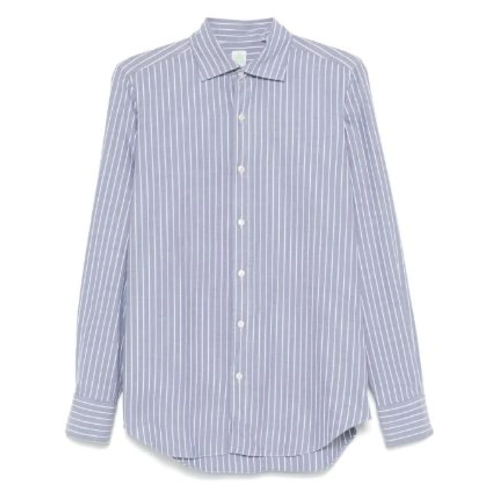 Finamore Tokyo Shirt Grijs en Wit Gestreept Blue Heren