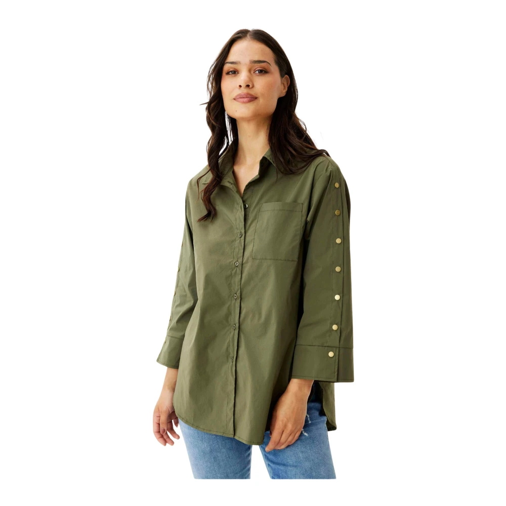 IN Front Korte Mouw Army Shirt Green Dames