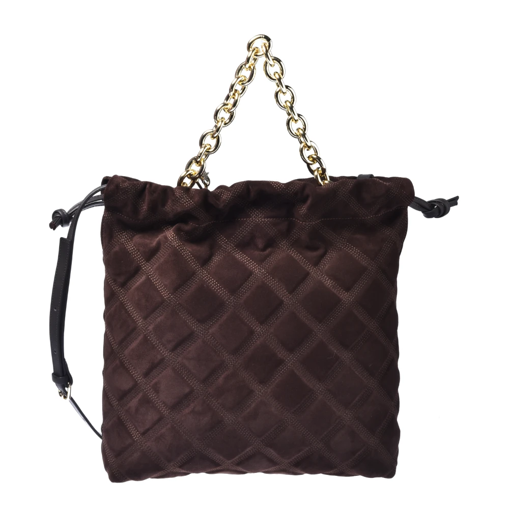 Baldinini Women's Brown Quilted Suede Crossbody Bag