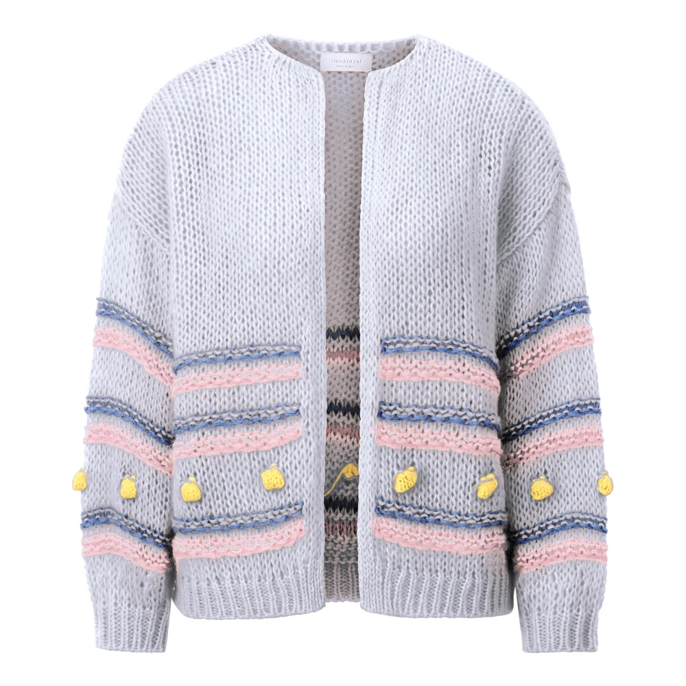 Rich & Royal Gestreepte Vest met Pompoms Blue Dames