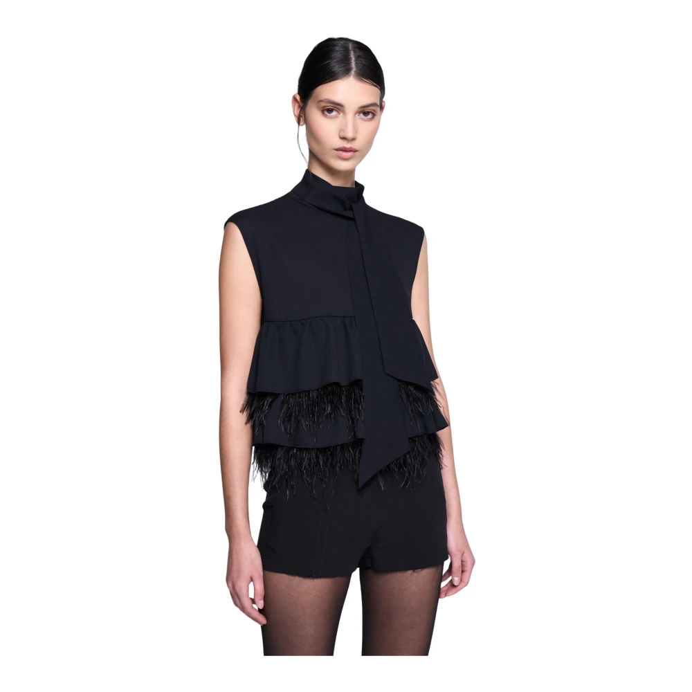 Silvian Heach Blouse met ruches en veren Black Dames