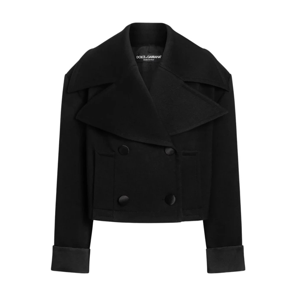 Dolce & Gabbana Vrouw Zwart Jassen Dames, M, Wol, Double-Breasted Wollen Jas