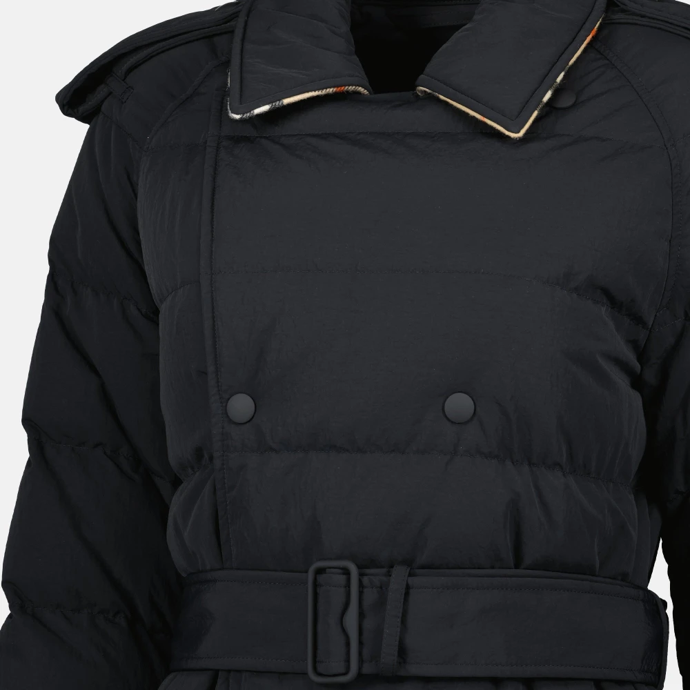 Burberry Nylon Gewatteerde Jas Zwart Black Dames