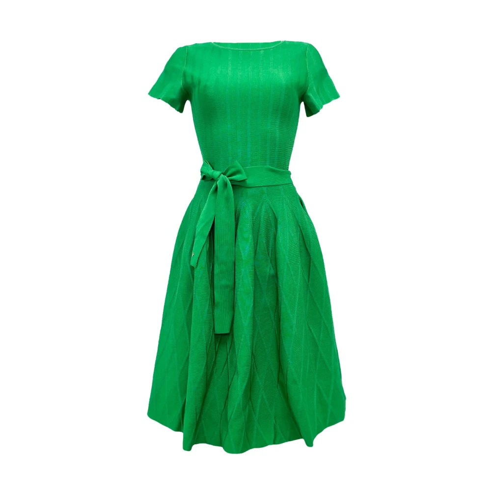 Carolina Herrera Groene Jacquard Jurk met Riem Green Dames