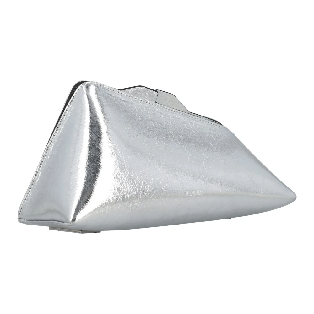 The Attico Zilver Craquelle Clutch Handtas Gray Dames
