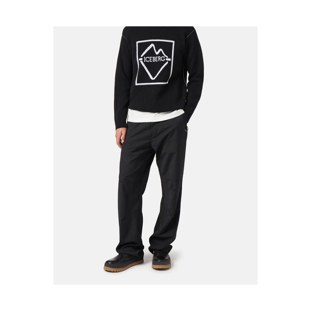 Iceberg Trui van wolmix met ronde hals Black Heren