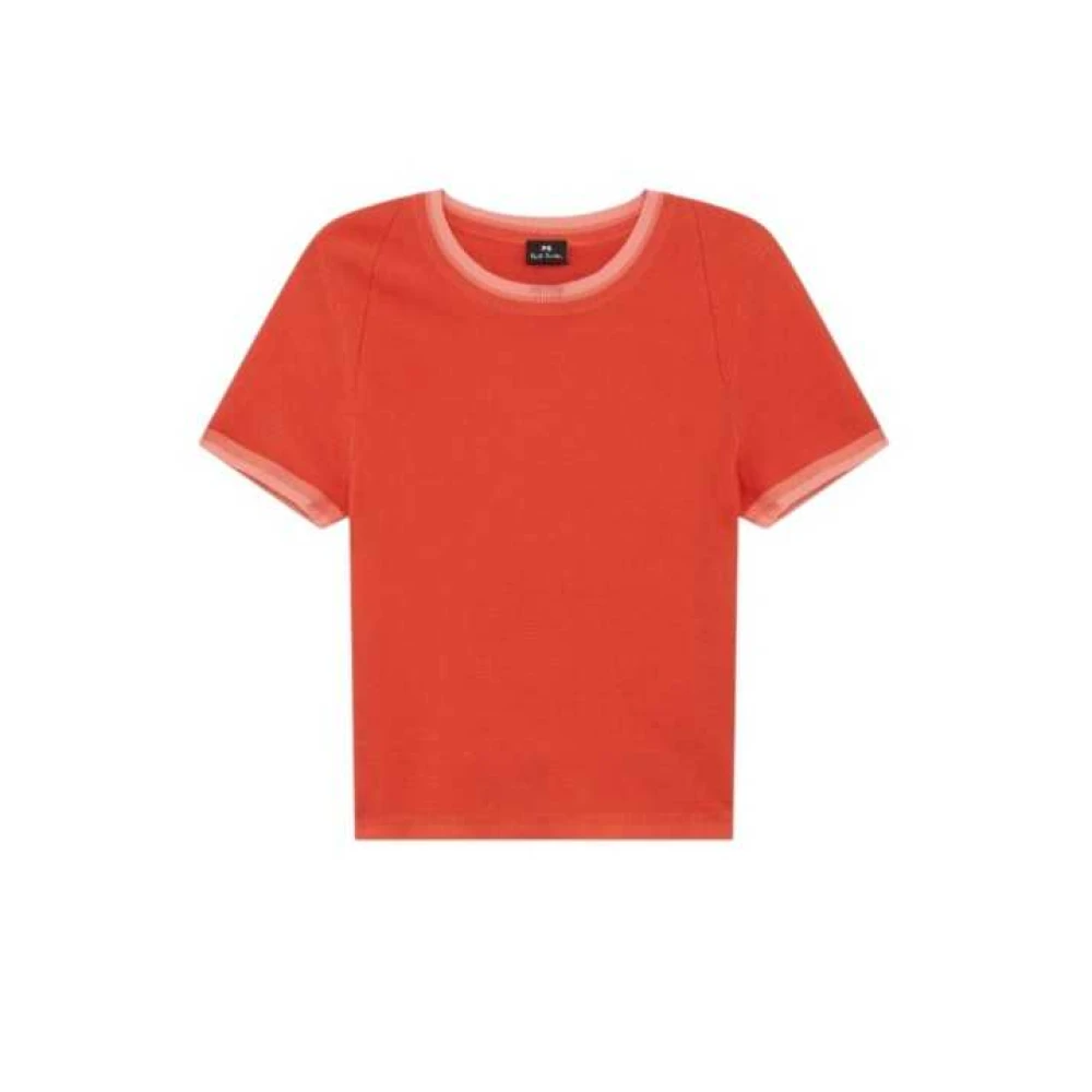 Paul Smith Women's Orange Short-Sleeved Fine Knit - Round-Neck Knitwear - S - Knitwear