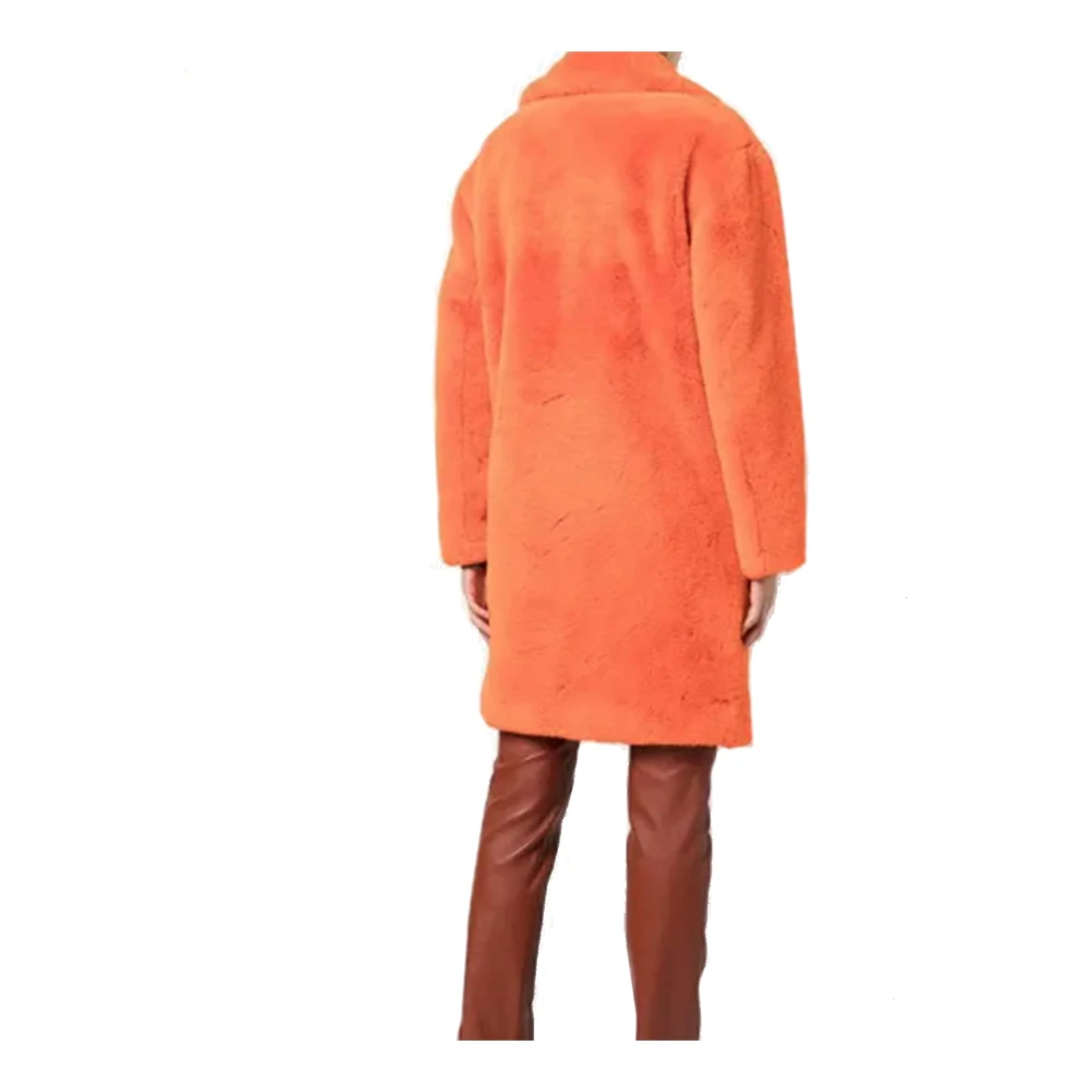 Apparis Faux Fur Coat met Notched Revers Orange Dames