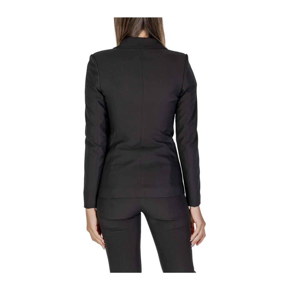 Sandro Ferrone Zwarte Polyester Elastaan Blazer Black Dames