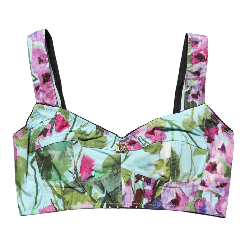 Dolce & Gabbana Multicolor Cropped Bustier Tank - Female - Sleeveless Tops - Xs - Tops