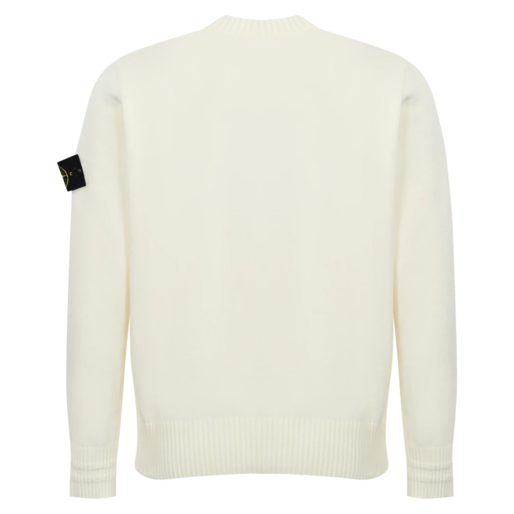 Stone Island Witte Katoenen Trui Lange Mouw Beige Heren