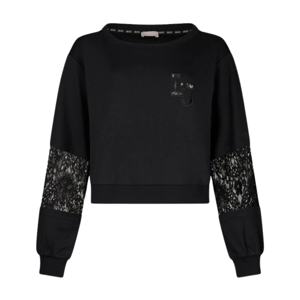 Liu Jo Donna Nero - Felpa Con Inserti In Pizzo - Sweatshirts & Hoodies - M