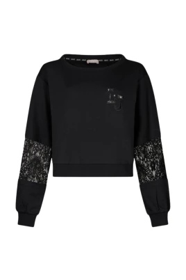 Sweatshirt med spetsdetaljer