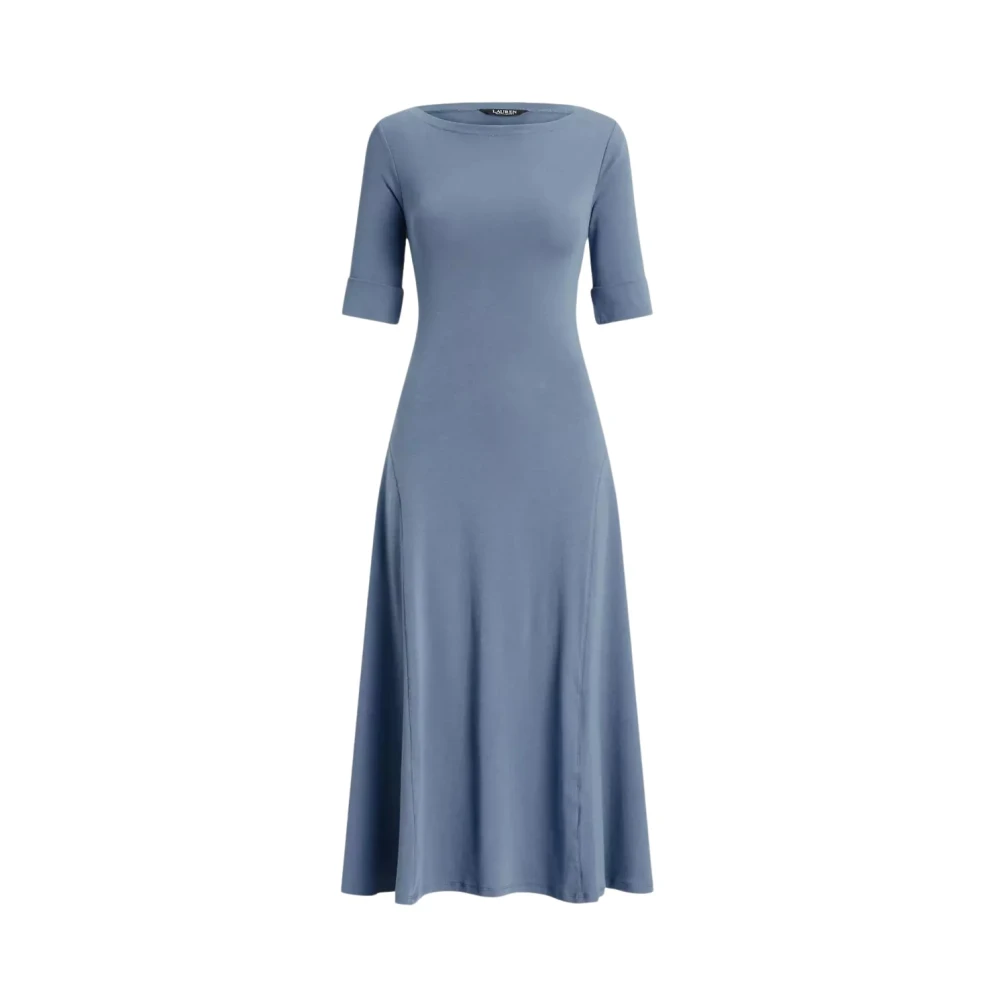 Ralph Lauren Gebreide Midi Jurk Blue Dames