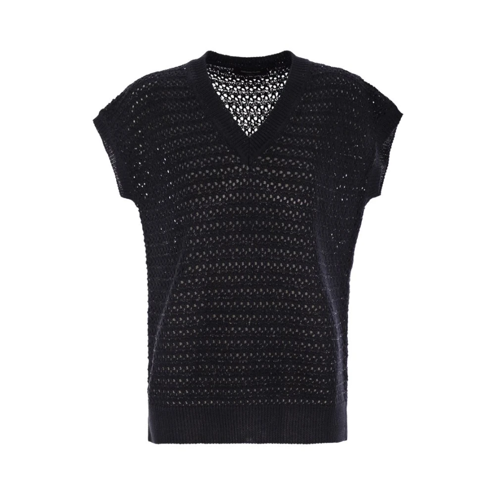 Fabiana Filippi Women's Black Cotton Jumper With Sequins - V-Neck Knitwear - Xs - Knitwear
