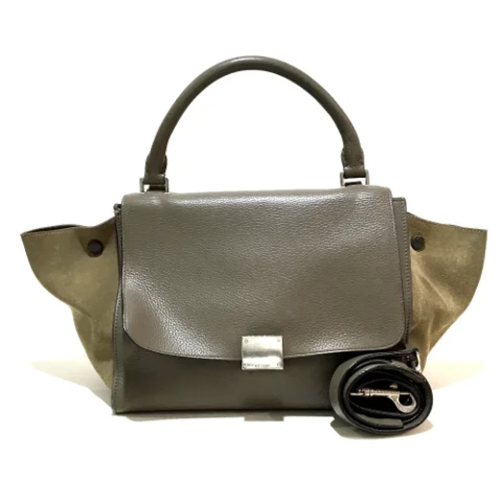Celine Vintage Pre-owned Leather handbags Green Dames