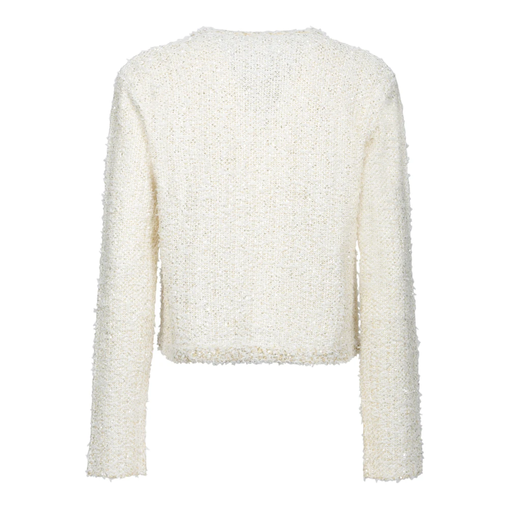 Fabiana Filippi Elegant Lurex Tweed Fringed Jacket White Dames