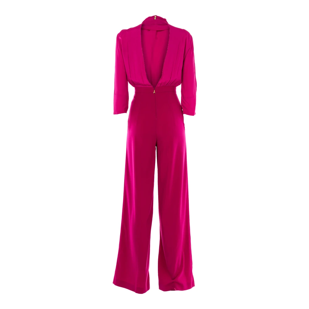 PATRIZIA PEPE Lange Jumpsuit met Wijde Achterhalslijn Pink Dames
