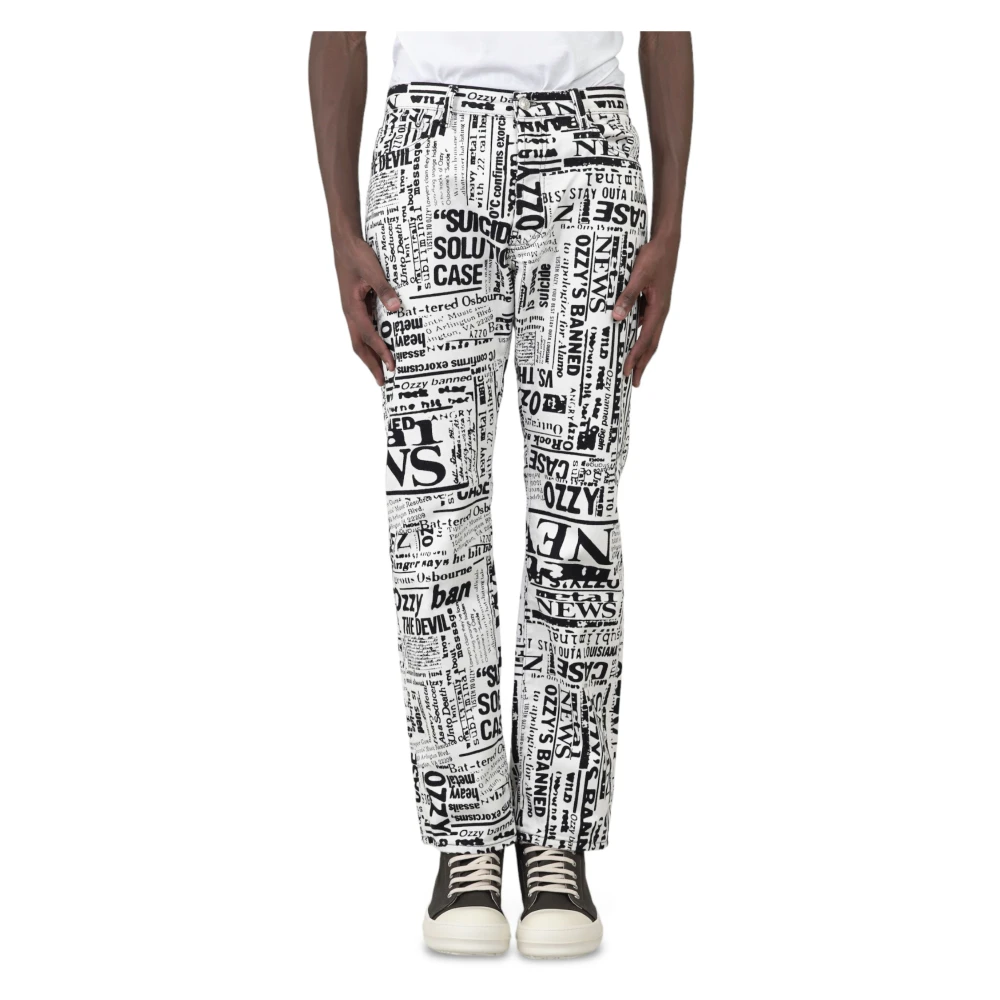 Aries Krantenprint Witte Jeans Multicolor Heren