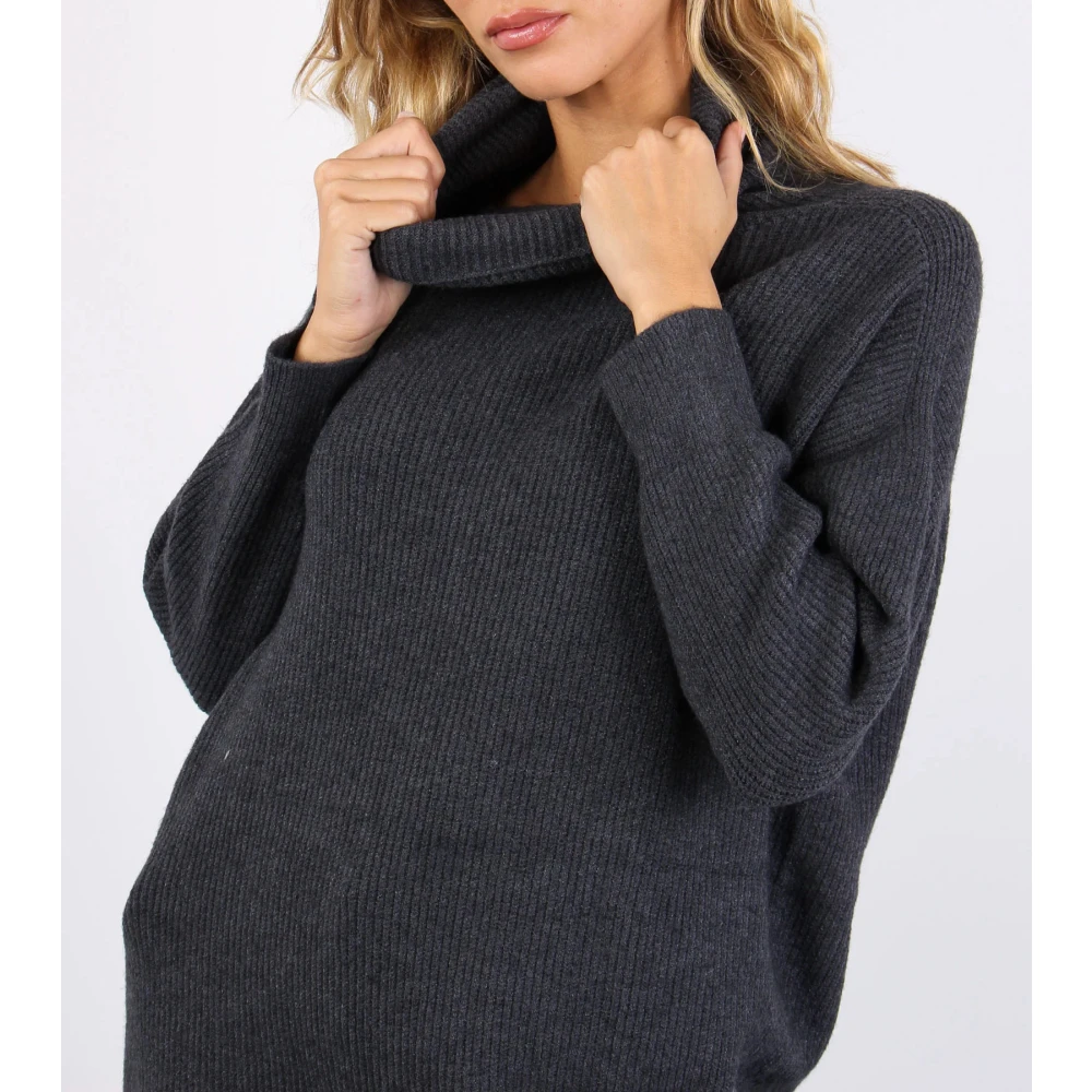 Manila Grace Trui met hoge hals Gray Dames