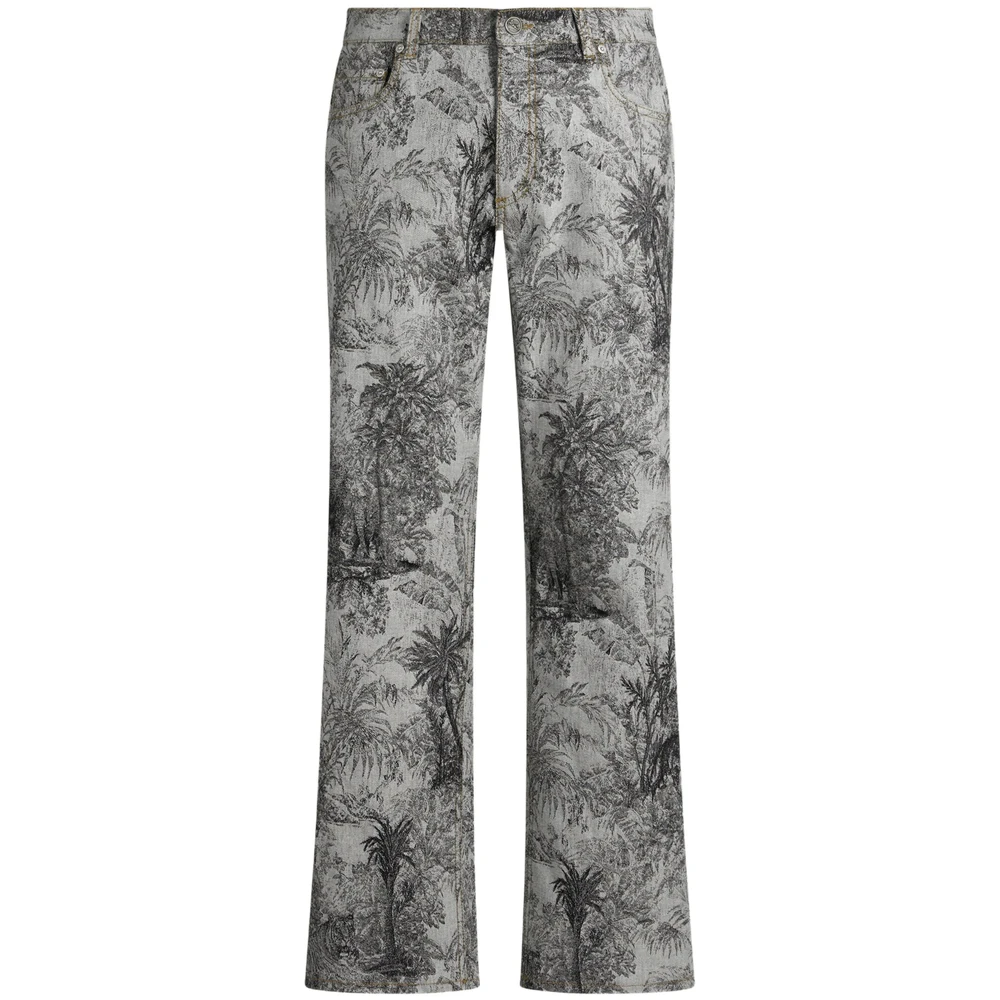 ETRO Grijs Patroon Jacquard Jeans Gray Heren