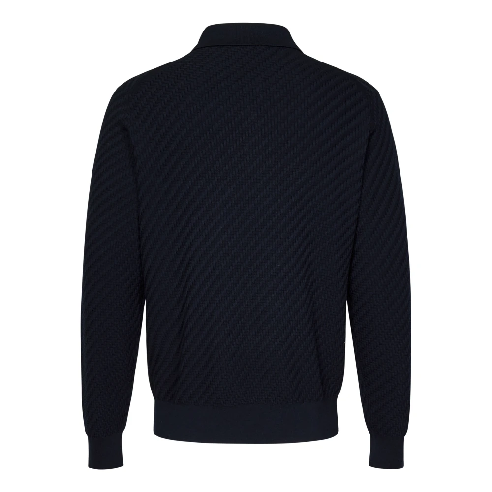 Brioni Blauw 3D Weefsel Shirt Middernacht Blue Heren