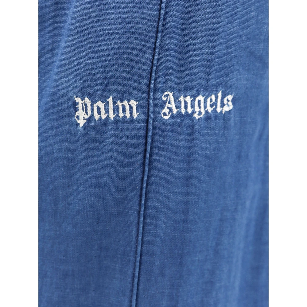 Palm Angels Straight Trousers Blue Dames