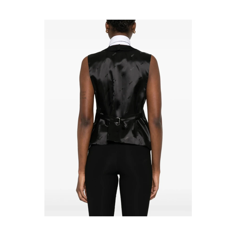 Moschino Zwarte dubbelrijige vest met sjaalkraag Black Dames