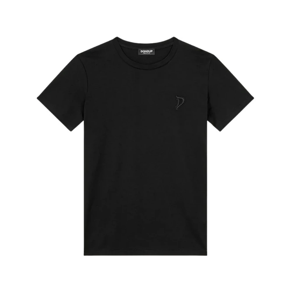 Dondup Femme Noir Tops, Taille: 42 Fr T-Shirt En Coton Avec Logo Brodé
