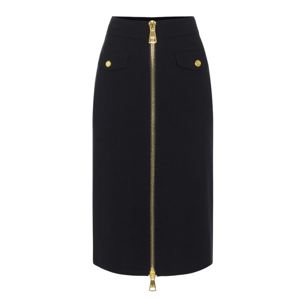 Elisabetta Franchi Midi viscose rok met rits Black Dames
