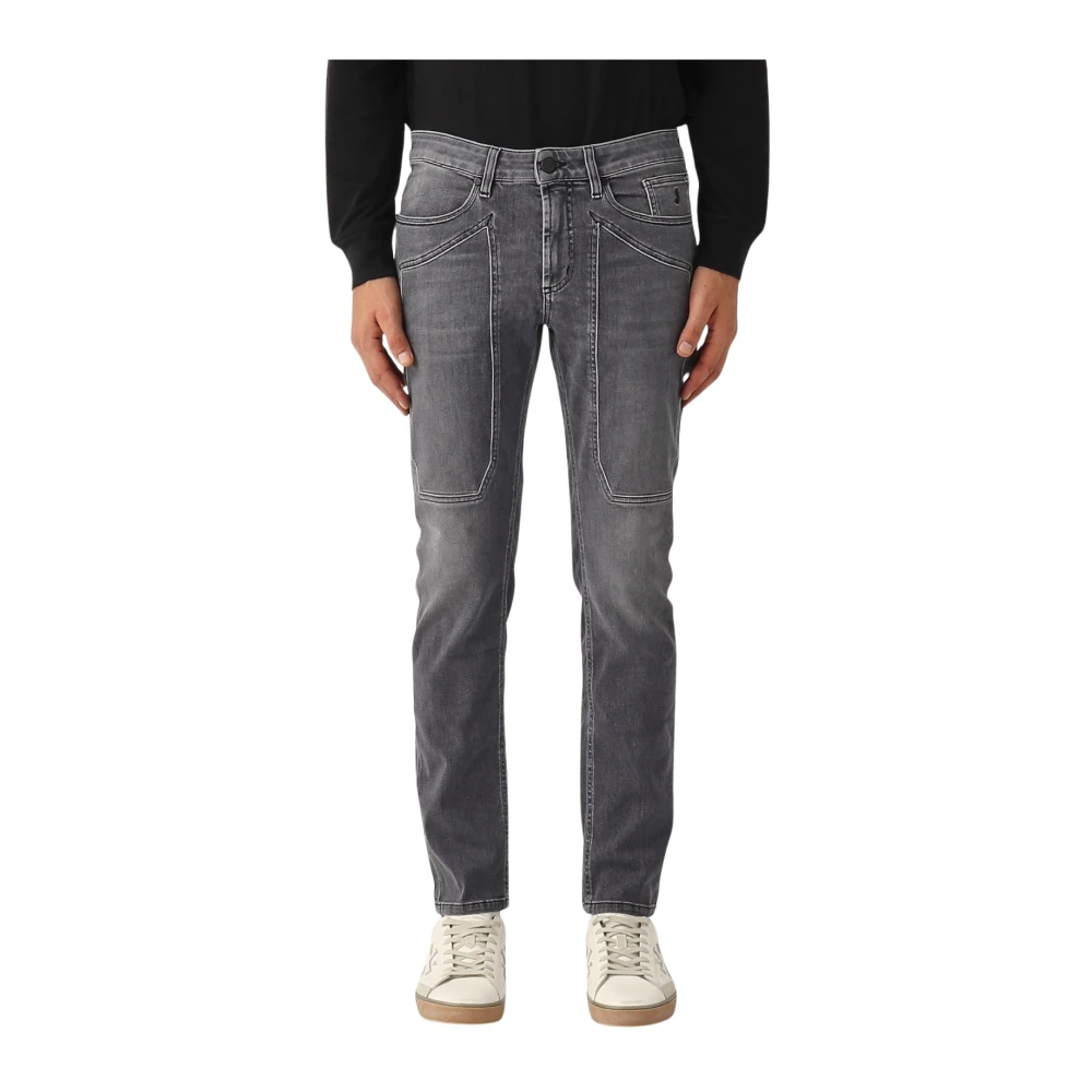 Jeckerson Slim Fit Denim Jeans met Patches Gray Heren