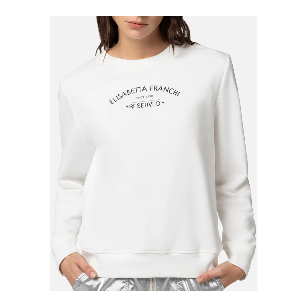 Elisabetta Franchi Glamoureuze Logo Sweatshirt White Dames