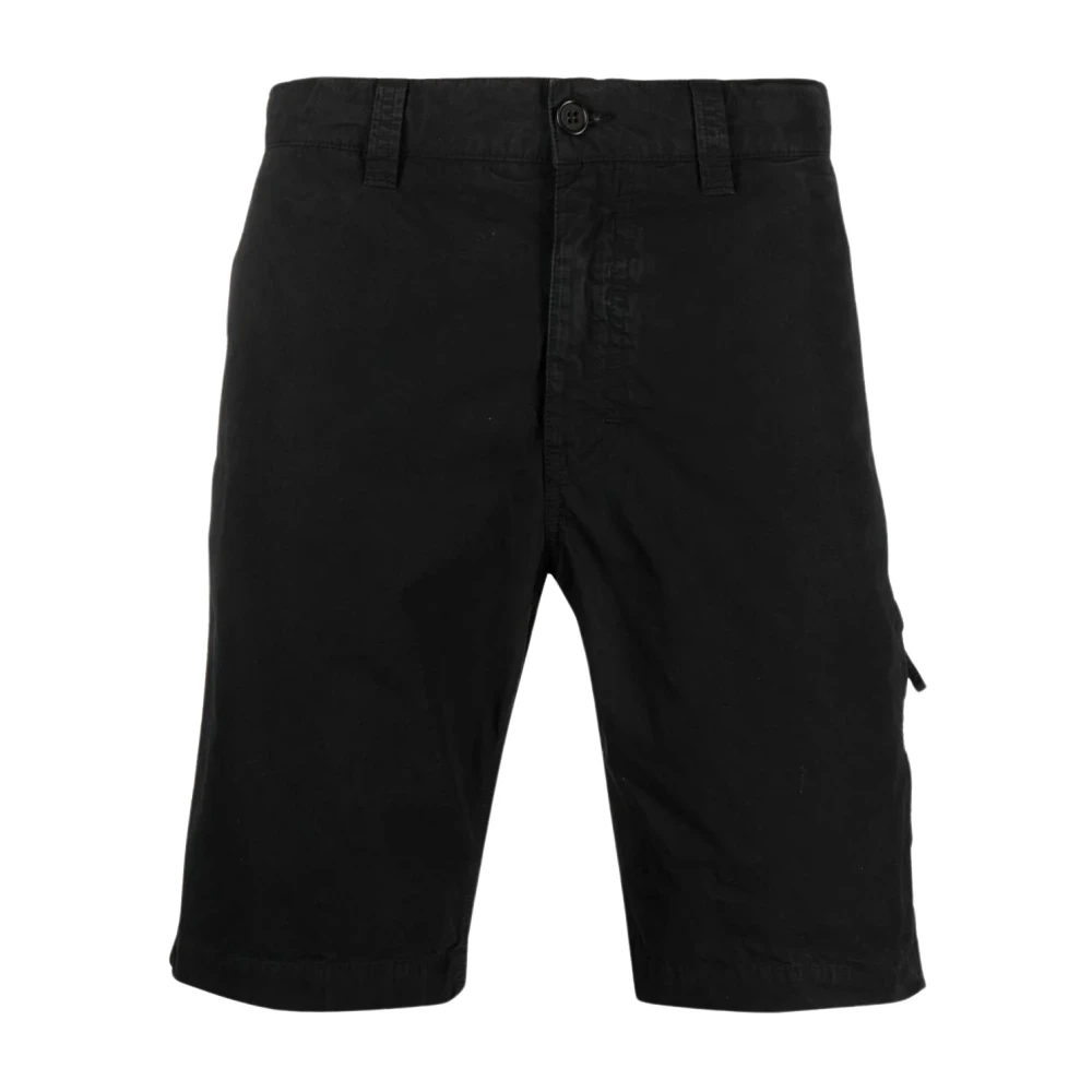 Aspesi Zwarte Chino Bermuda Shorts Rits Knoopsluiting Black Heren