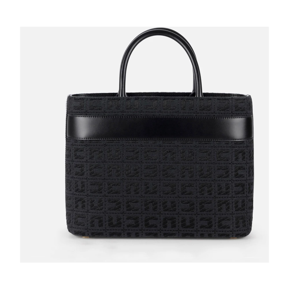 Elisabetta Franchi Zwarte Jacquard Shopper Tas met Gouden Details Black Dames