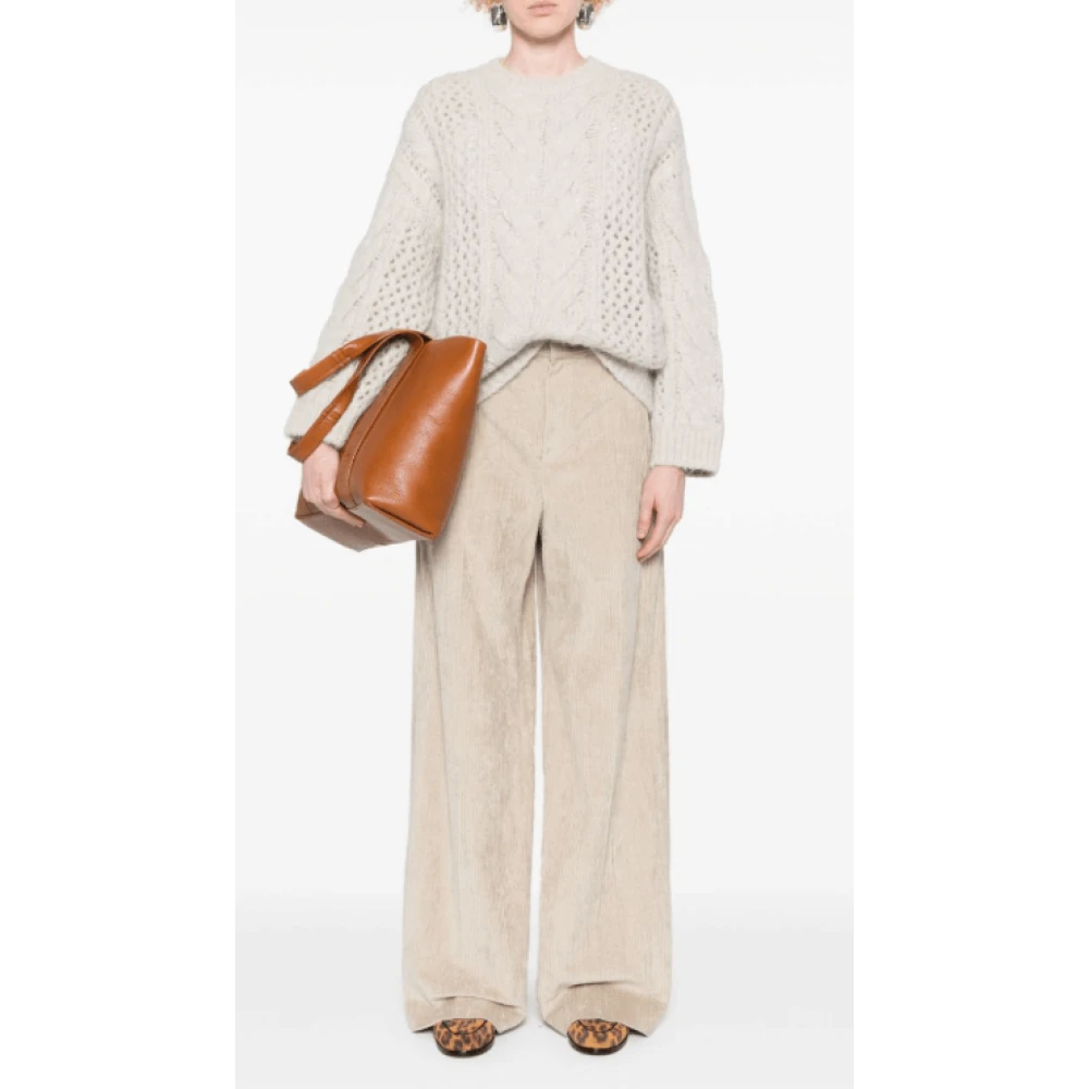 BRUNELLO CUCINELLI Alpaca Chunky Gebreide Trui Gray Dames