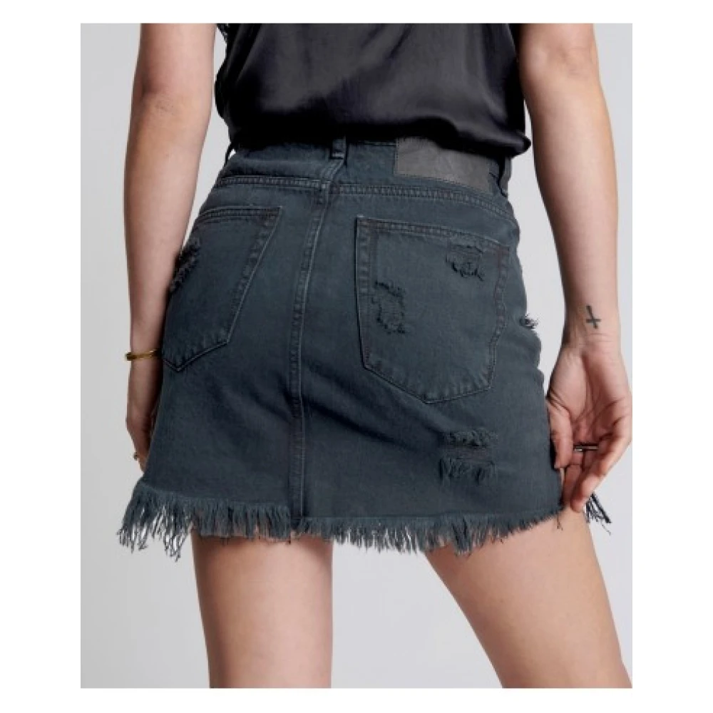 One Teaspoon Denim Mini Rok Fox Black Dames