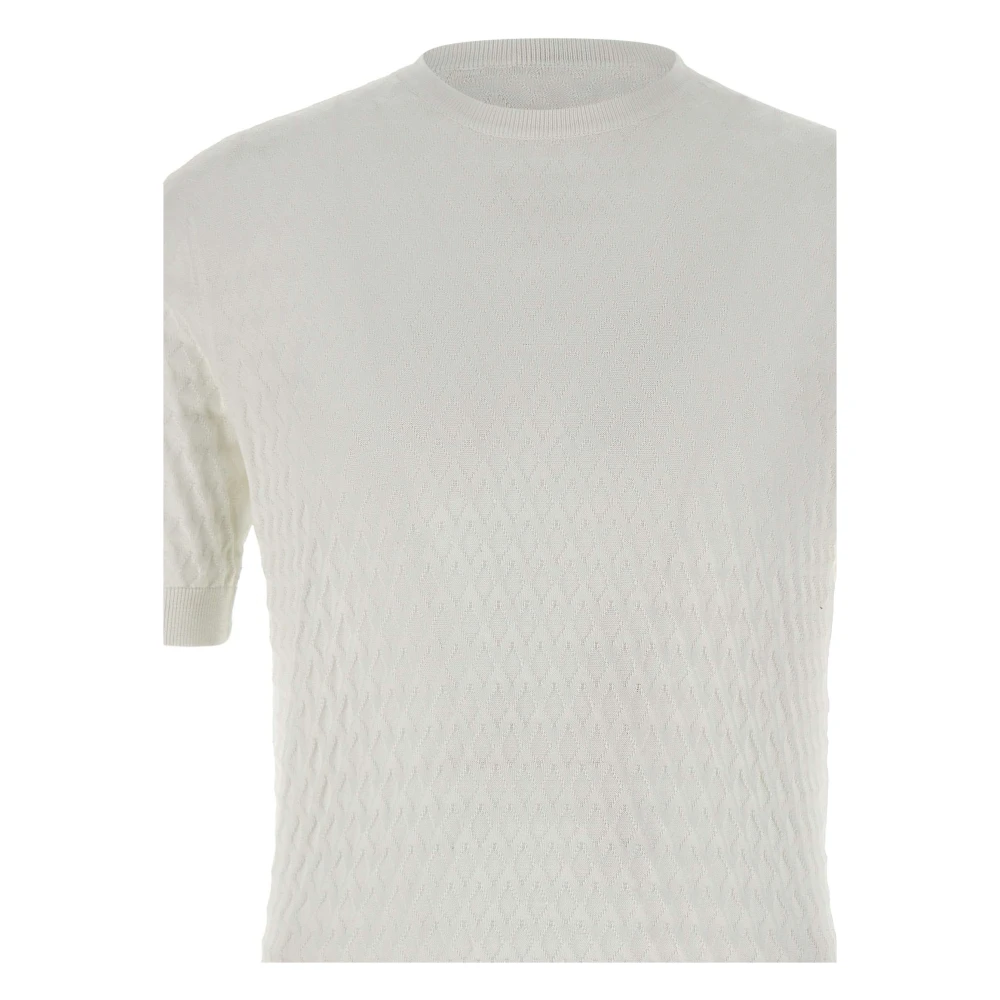 Filippo De Laurentiis Witte Katoenen Trui Diamant Weefsel White Heren