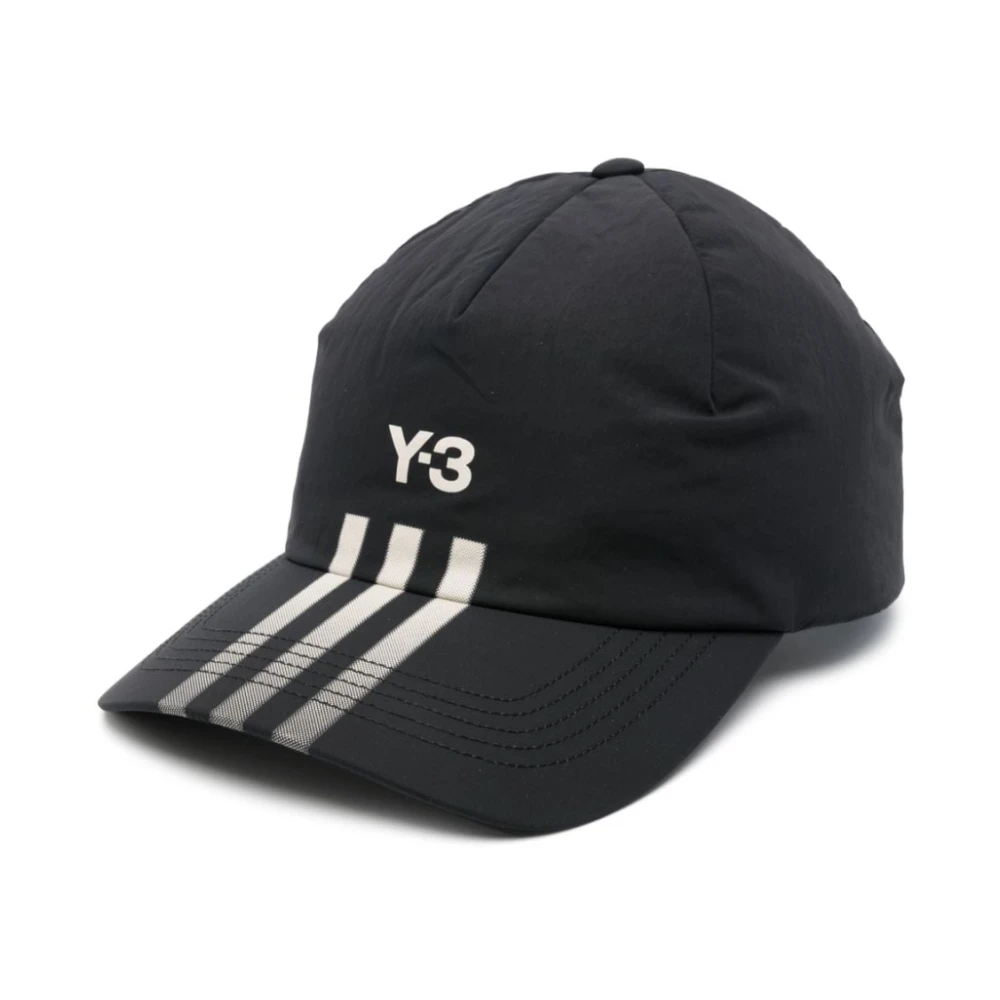 Y-3 Zwarte Gewatteerde 3-Stripes Logo Hoed Black Heren